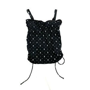 Torrid Tankini Swim Top Womens Plus 1X Black Ruched Skull & Cross Bone Logo